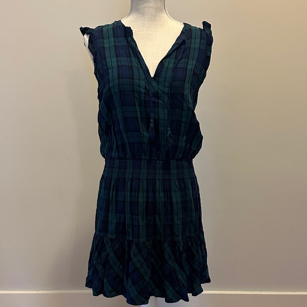 Vineyard Vines Navy and Green Plaid Mini Dress